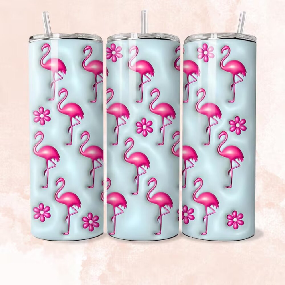 Cute Flamingo Tumbler, Travel Mug, Girls Cup